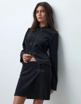 ASOS DESIGN chunky cord frog trim set in black