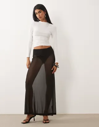 ASOS DESIGN sheer mesh maxi skirt in black