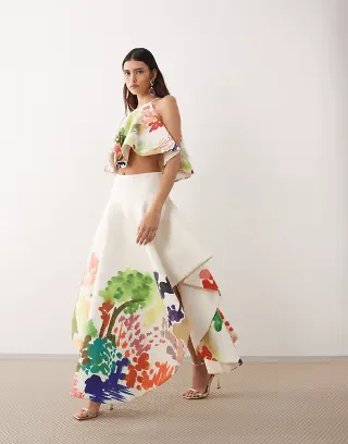 ARRANGE maxi skirt in abstract painterly print - part of a set