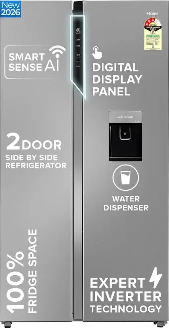 Haier 3 Star Frost Free Side by Side Refrigerator HRS-682SWDU1
