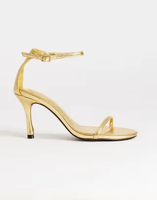 Topshop Alexi 2 part heeled sandals in gold