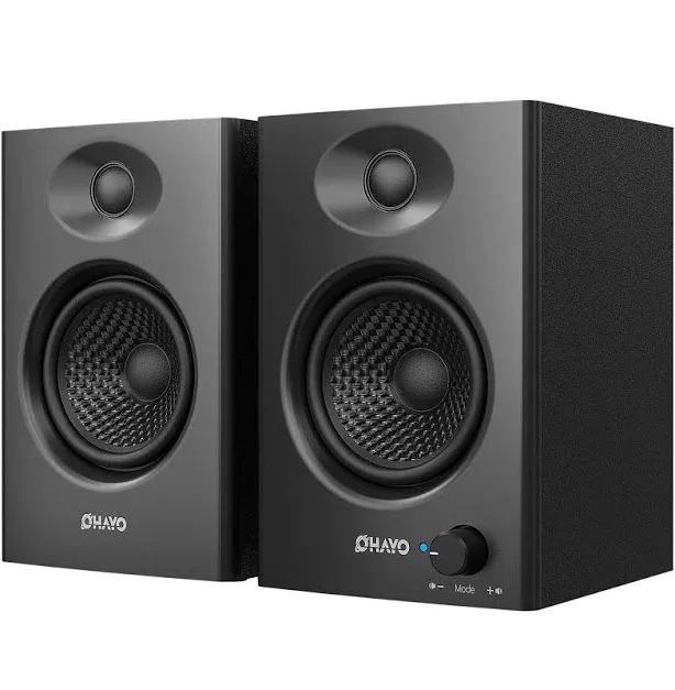 OHAYO 60W Bluetooth 5.3 Bookshelf Speakers, Stereo 2.0 Active Speakers, USB-C/RCA/AUX/Bluetooth Inputs, Desktop PC Speak