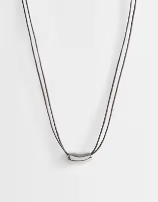 Topshop Nasha cord necklace in chocolate with silver