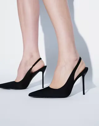 Public Desire Allure slingback heeled pumps in black satin