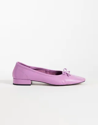 ASOS DESIGN Lucian premium bow detail ballet flats in lilac leather