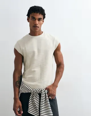 ASOS DESIGN boxy regular fit T-shirt with cap sleeves in stone texture