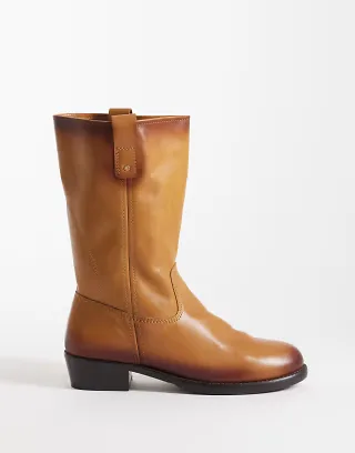 Bronx Rho-deo slouched ankle boots in mustard leather