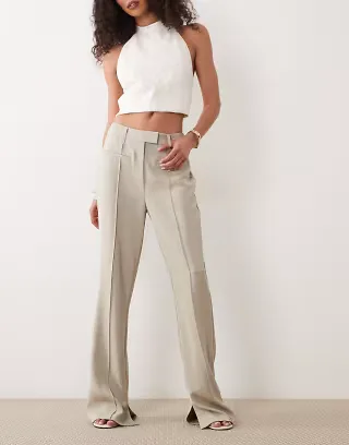 ASOS DESIGN Tailored slinky flare pants in sage - part of a set
