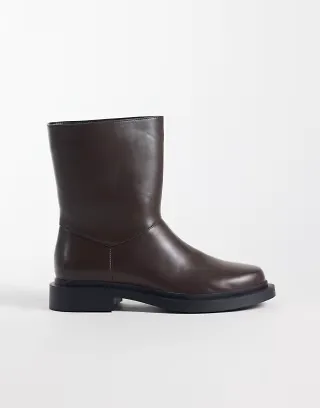RAID Ember pull on flat ankle boots in brown