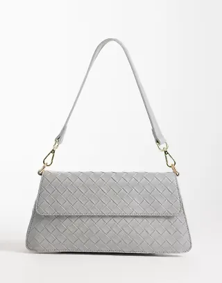 PASQ woven long shoulder bag in gray