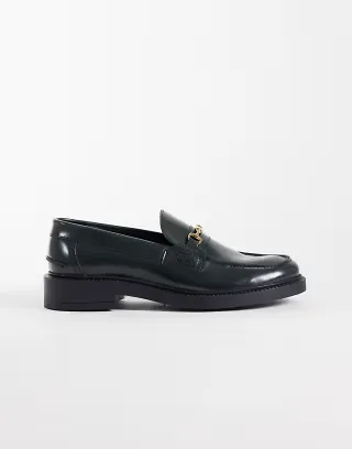NOAK made In Portugal penny loafers with gold snaffle in bottle green leather