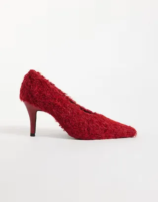 ASOS DESIGN Princess high heeled pumps in red texture