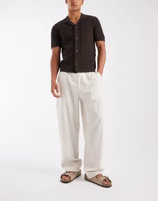 Jack & Jones smart linen mix pants in beige