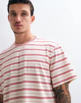 Colt sailor boxy fit t-shirt in ecru & red stripe