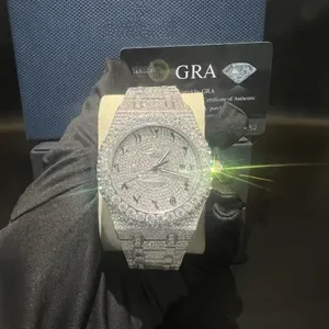 High Quality vvs Moissanite 1:1 Iced Out Hip-hop Mechanical Handmade Stainless Steel Lab Dia Watch Luxury Automat
