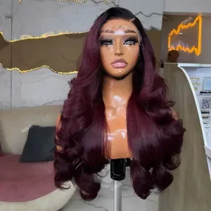 200 Density 13x6 Burgundy Body Wave Human Hair Wig - 99J Brazilian HD Lace Front, Glueless Ready-to-Wear Style