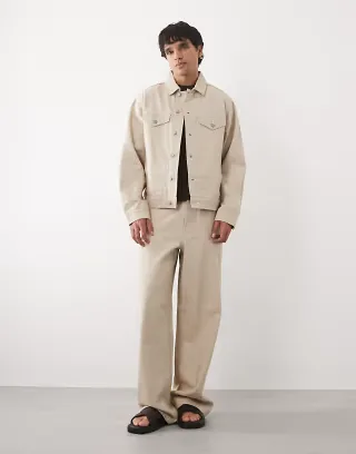 ASOS DESIGN textured denim set in ecru