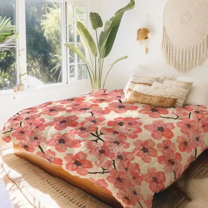 Sakura Duvet Cover Japanese Floral Design Bedding