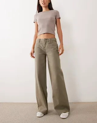 Mango Teen straight jean in khaki