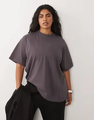 4505 Curve Icon heavyweight cotton oversized t-shirt with quick dry finish in washed storm gray