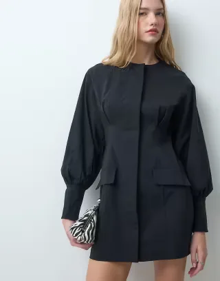 ASOS DESIGN button down blazer structured mini dress in black