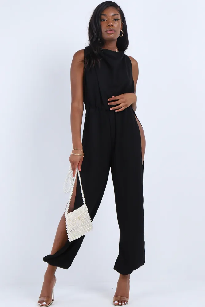 BELTED OPEN JUMPSUIT