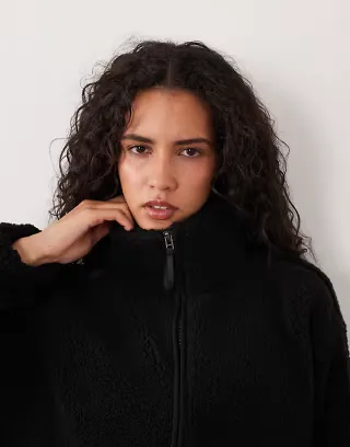 Cotton On trail sherpa jacket in black