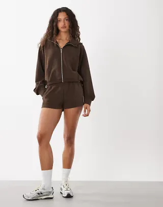 Cotton On Active ultimate track jacket set in French roast