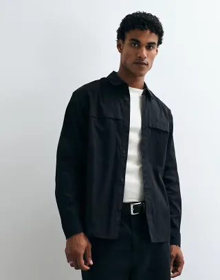 ASOS DESIGN tech overshirt in washed black