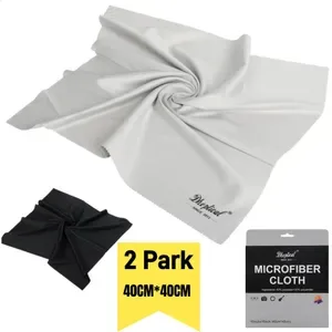 2Pack 40CMx40CM Large Microfiber Cleaning Cloths for Eyeglasses Jewelry Electronics Washable BlackGray 250912