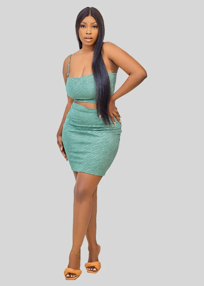TEXTURE CROP TOP AND MINI SKIRT