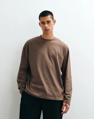ASOS DESIGN oversized long sleeve t-shirt in brown