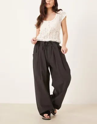 Free People chambers laid back pull on pants in black